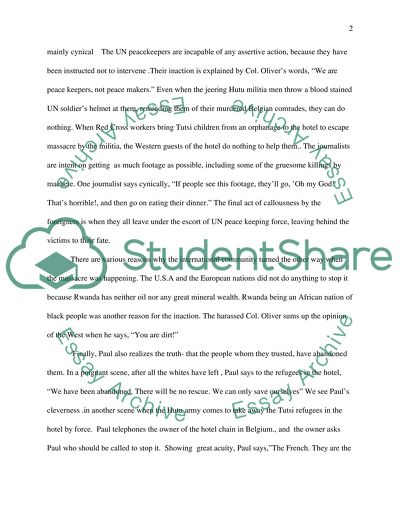 Conscience Essay Hotel Rwanda Write My Essay Paper also How To Write A High School Application Essay Hotel Rwanda Movie Review Example Topics And Well Written Essays How To Start A Science Essay
