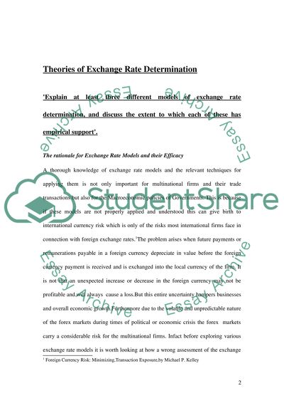 Theories of Exchange Rate Determination