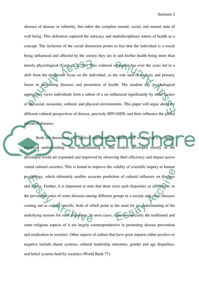 Cultural Approaches to Disease