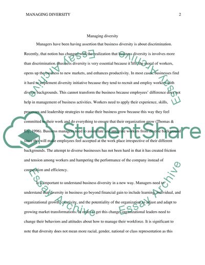 Harvard Reflection Paper Making Differences Matter: A New Paradigm for Managing Diversity