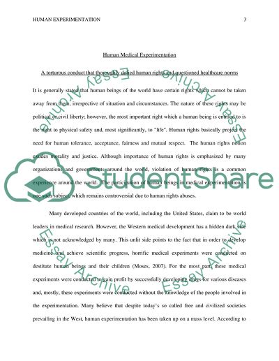 Human Medical Experimentation as a Form of Torture