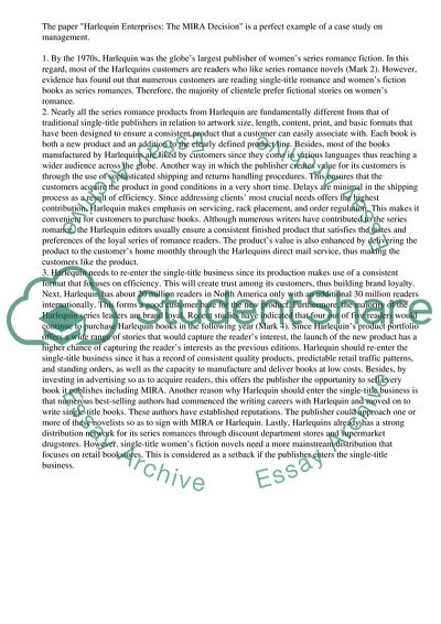 Harlequin Enterprises: The MIRA Decision