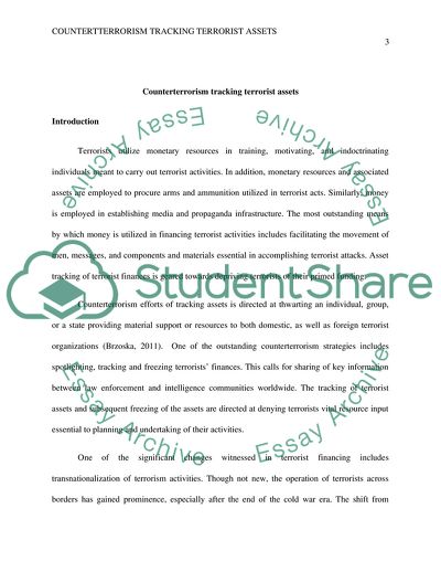 Counterterrorism Tracking Terrorist Assets