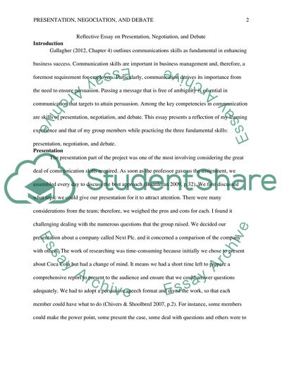 Presentation, Negotiation, and Debate