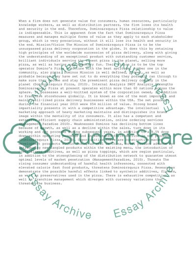 Value Chain Analysis of Dominos