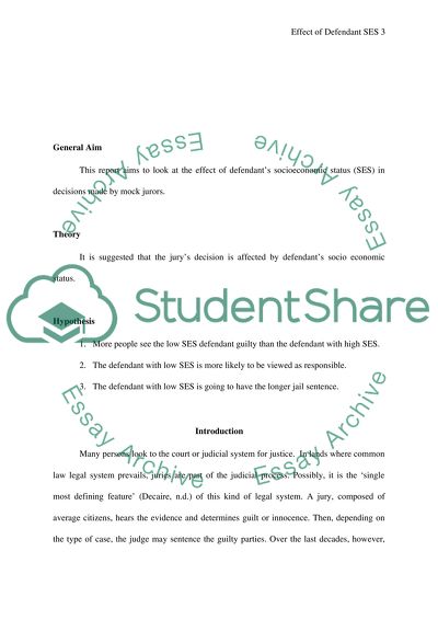 Effect of Defendant SES on Decisions Made