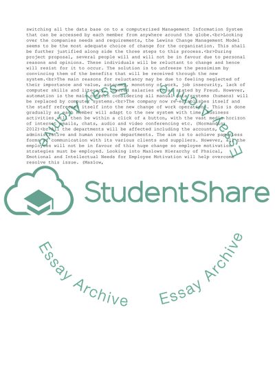 Management Organizational Change - ABC Automobile Manufacturing Company