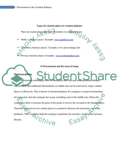 E- Procurement in the Aviation Industry