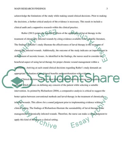 Main Research Findings: Application to Nursing Practice and Clinical Decision-Making