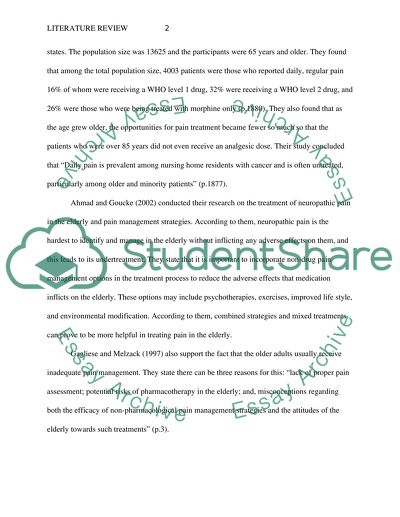 Under Treatment of Pain in the Elderly