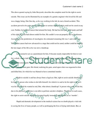 The Right to assisted Suicide