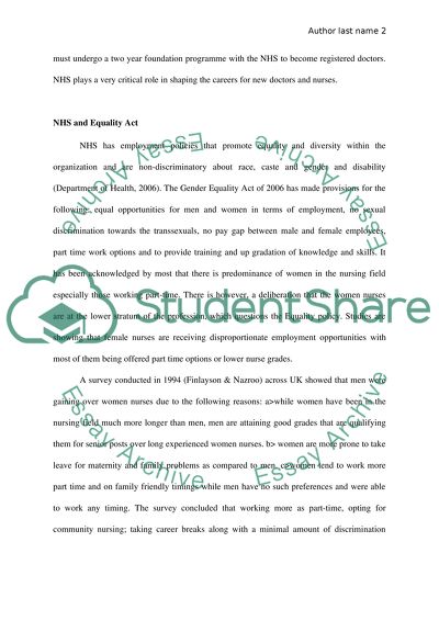 Gender inequalities within the NHS