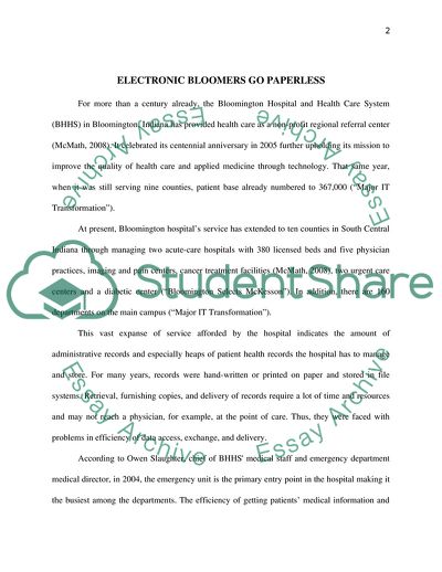 Adopting Electronic Health Records at Bloomington Hospital and Health Care System