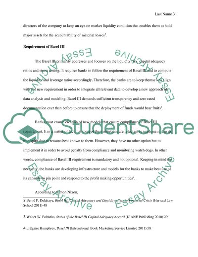 Requirement of Basel III