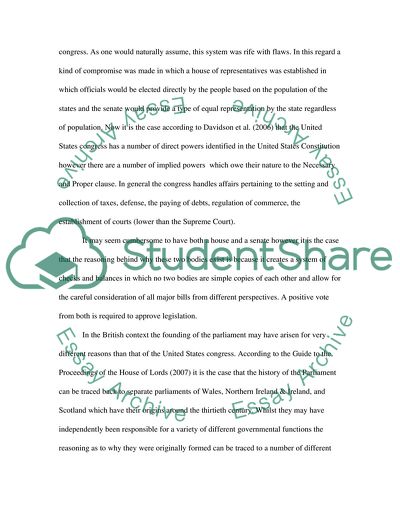 The Roles and Powers of the United States Congress and the British Parliament