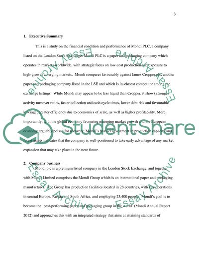 Financial Ratio Analysis of Mondi PLC