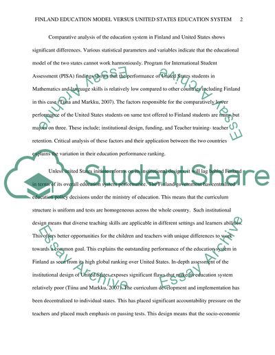 Why Finland Education Model will not work for the United States Education System