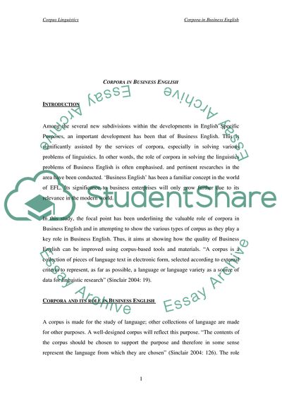 Corpora in Business English