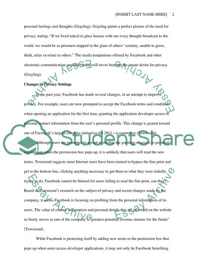 Facebook - The Question of Privacy