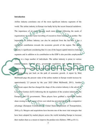 The Airline Industry in Europe