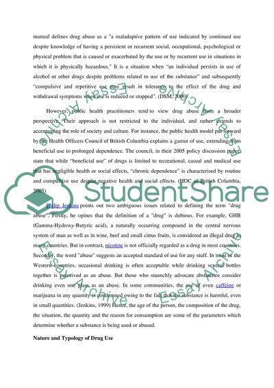 The problem of policing illegal drug and substance abuse