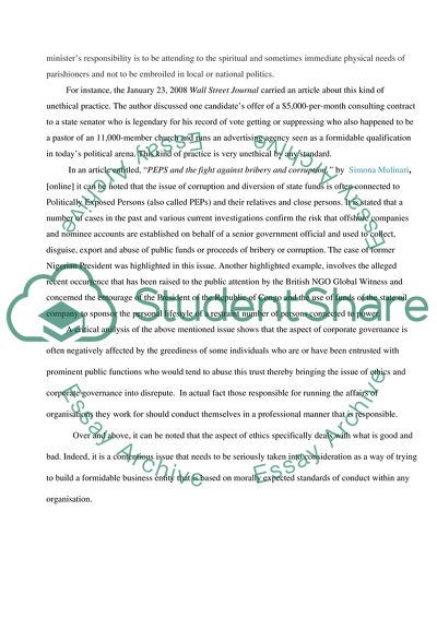 Issues of Morality and Professional Conduct in an Organisation