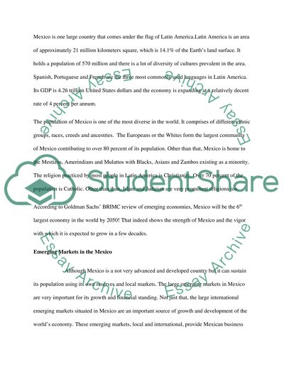 Benefits of the Emerging Markets in Mexico