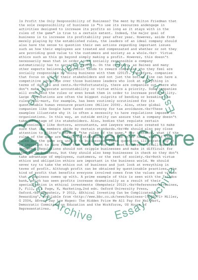 Is Profit the Only Responsibility of Business