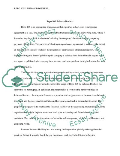 Repo 105 at Lehman Brothers