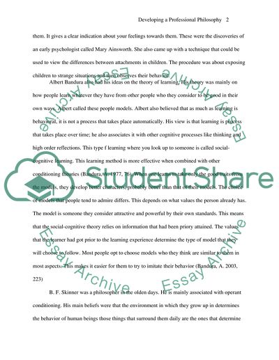 Developing a Professional Philosophy