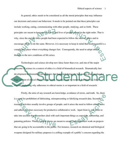 Ethical aspects of science