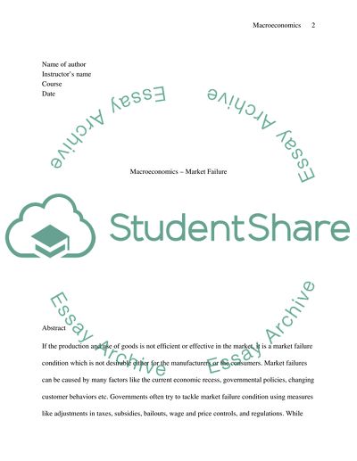 The Major Reasons for Market Failure