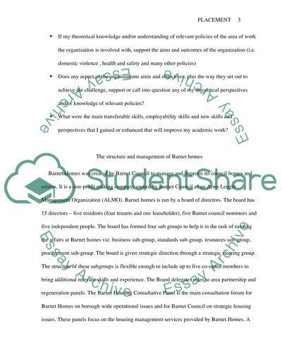 Work placement with Barnet Homes