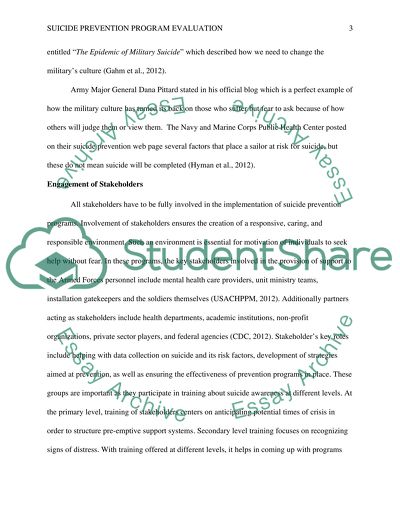 Suicide Prevention Program Evaluation: The Case of the US Military