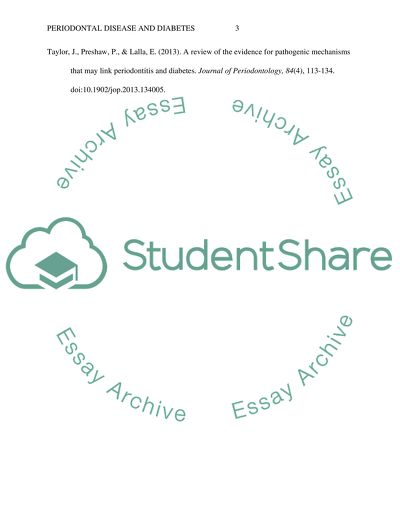 Periodontal Disease and Diabetes