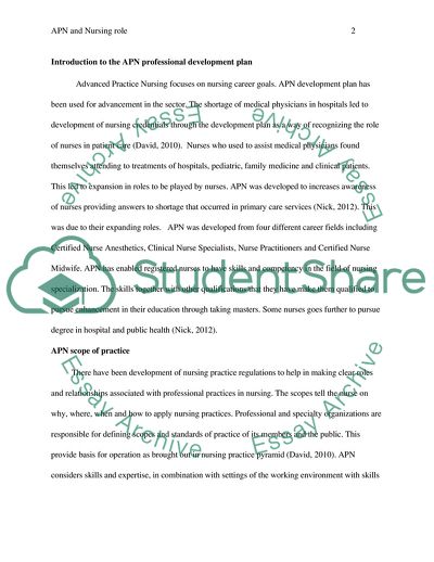 Advanced Practice Nursing Professional Development Plan