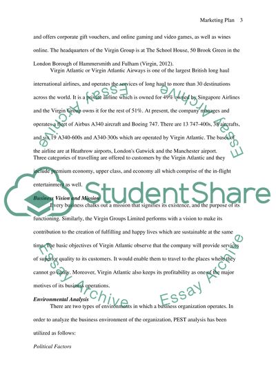 Marking Plan for Virgin Group Ltd