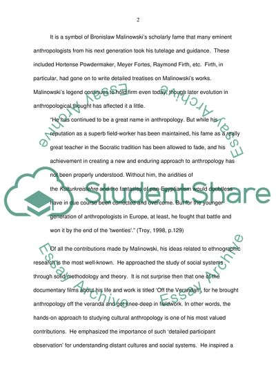 Essay Proposal Outline Bronislaw Malinowskis Importance To Cultural Anthropology Thesis Statement For Essay also Synthesis Example Essay Bronislaw Malinowskis Importance To Cultural Anthropology Essay Essays Term Papers