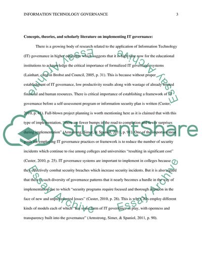 Information Technology Governance in Colleges