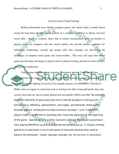 The benefits of computer games and virtual reality worlds on teenagers and other members of society