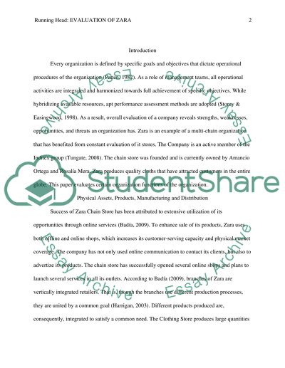 Organizational Evaluation of Zara Cloth Company