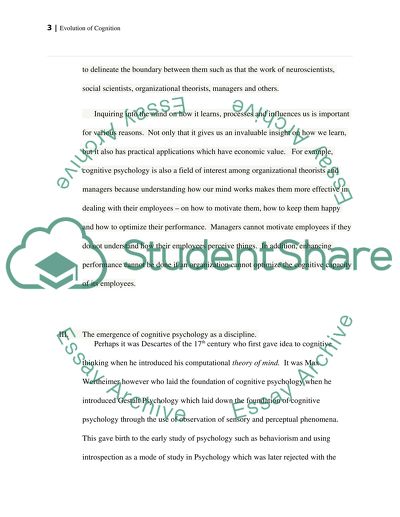 Evolution of Cognition and Cognitive Psychology