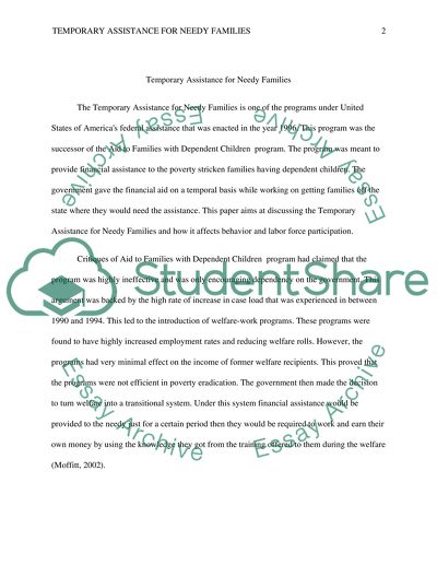 Temporary Assistance for Needy Families