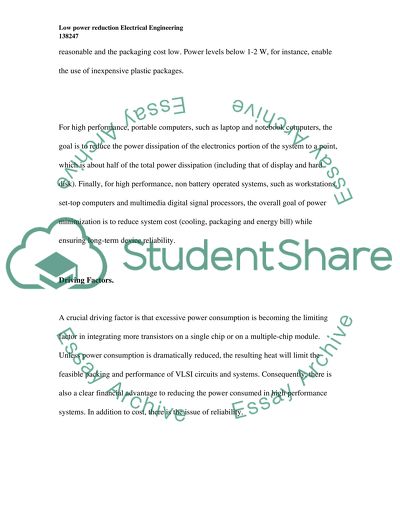 Low power reduction Electrical Engineering