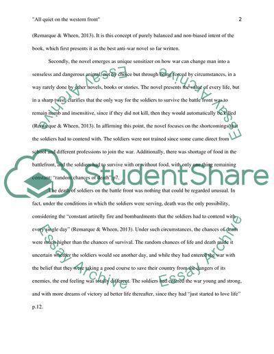 All Quiet on the Western Front is considered as best Anti war novel