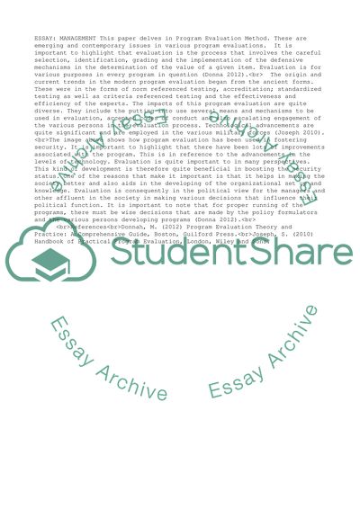 M1A2-Program Evaluation Method