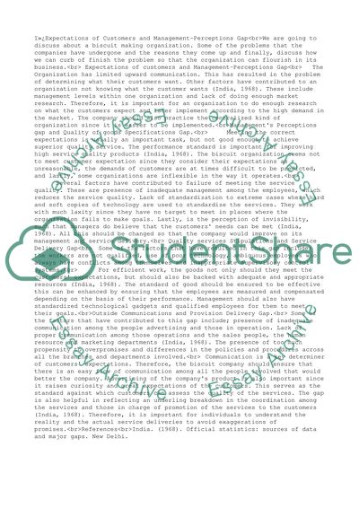 Expectations of Customers and Management-Perceptions Gap