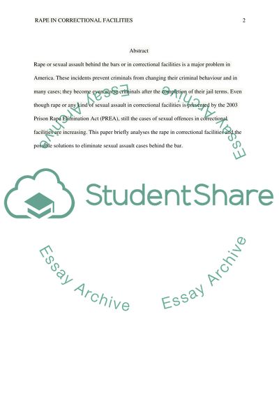 Rape in Correctional Facilities