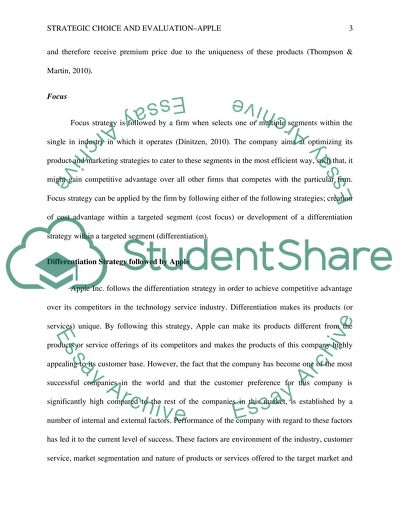 Strategic Choice and Evaluation - Apple