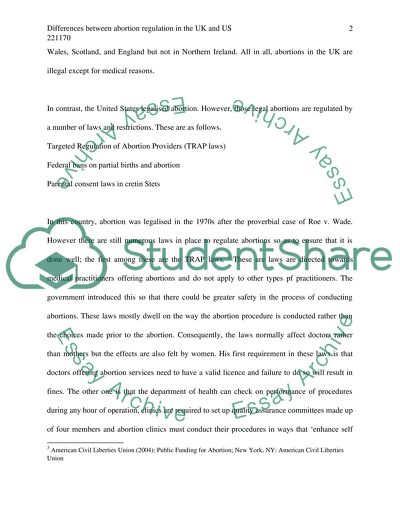 Differences between Abortion Regulation in the UK and US